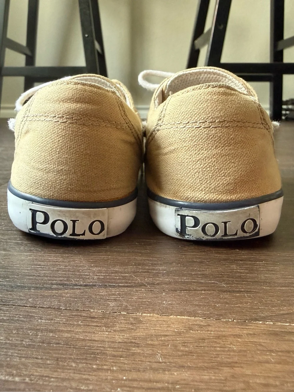 Polo Ralph Lauren Beige Khaki Canvas Boat Shoes Loafers Navy Pony Logo Size 3Y